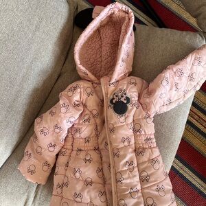 Pink Hooded Jacket with Mouse Print
